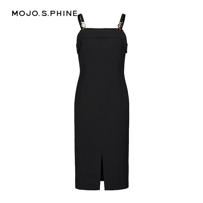 【王鸥李溪芮同款】MOJO莫佐法式浪漫背带连衣裙新款灵动小黑裙-图3