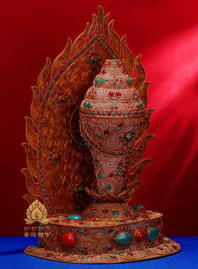 纯铜可吹响掐丝海螺带底座尼泊尔