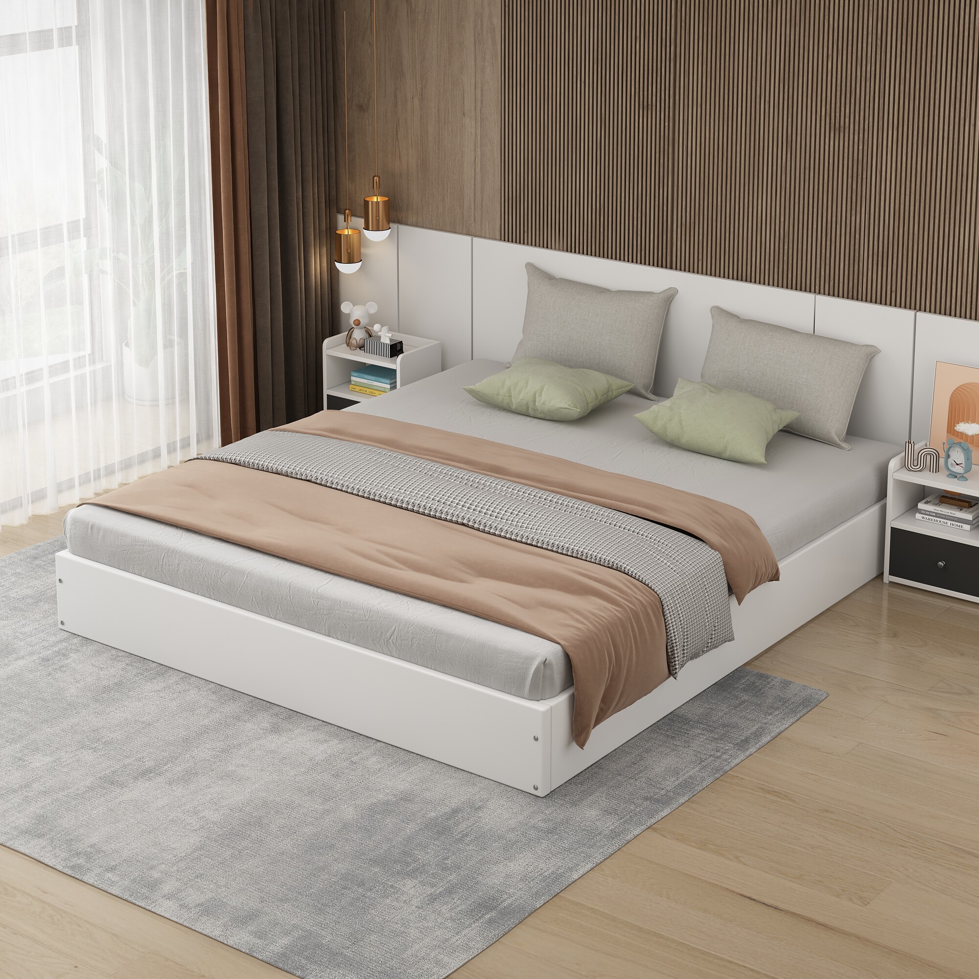 床家用简约现代榻榻米无床头落地实木床经济型卧室排骨床架双人床