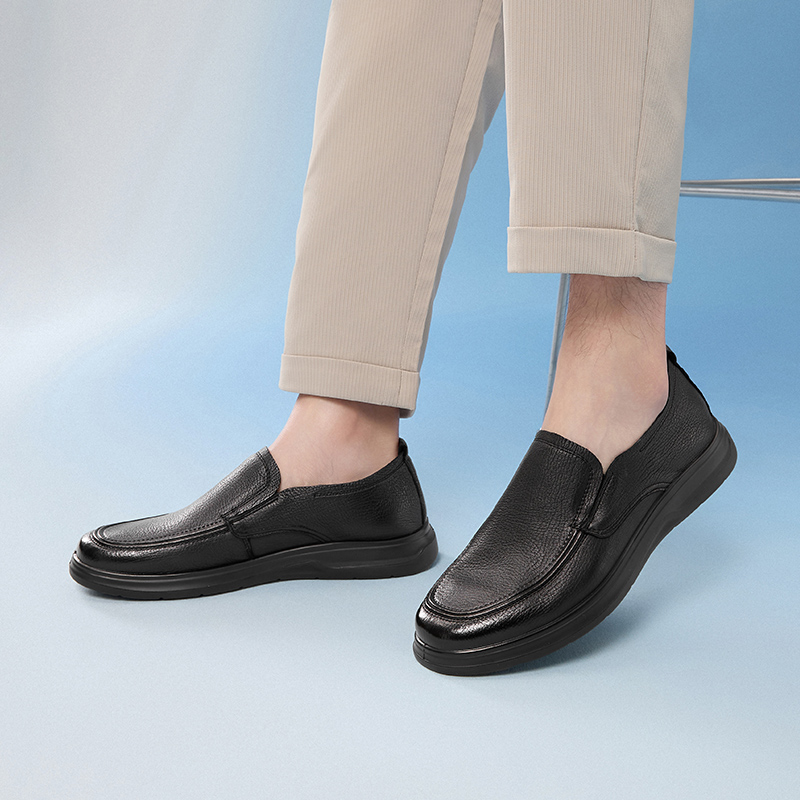 Bestu 2025 Summer New Style Shopping Mall Simple Commuting Loafers Flat Heel Men's Casual Leather Shoes 67671BM5