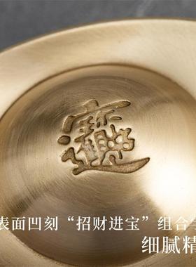 纯黄铜招财进宝实心元宝摆件 茶宠古玩黄铜元宝桌面装饰工艺摆件