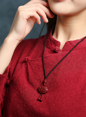 朱砂长命百岁锁吊坠男女