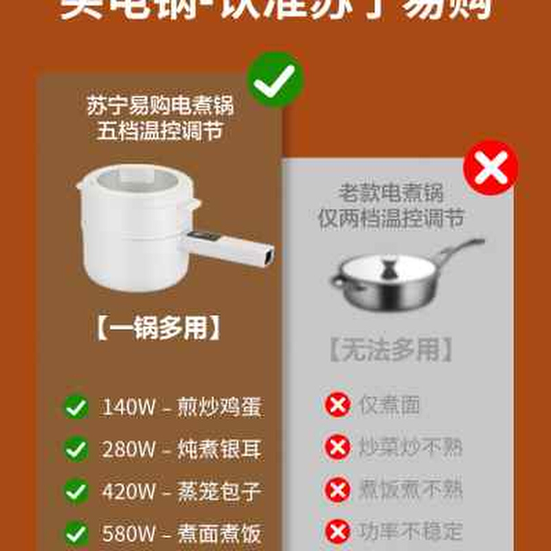 电煮锅多功能家用电锅蒸煮电炒菜锅插电一体式宿舍学生锅小型221-图0