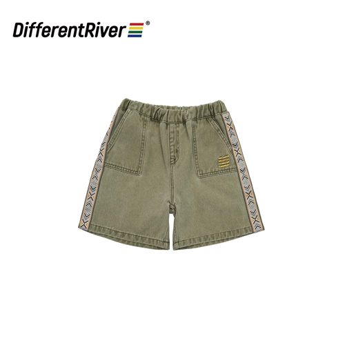 DifferentRiver2023春季儿童水洗织带复古风牛仔童款休闲运动短裤 - 图3