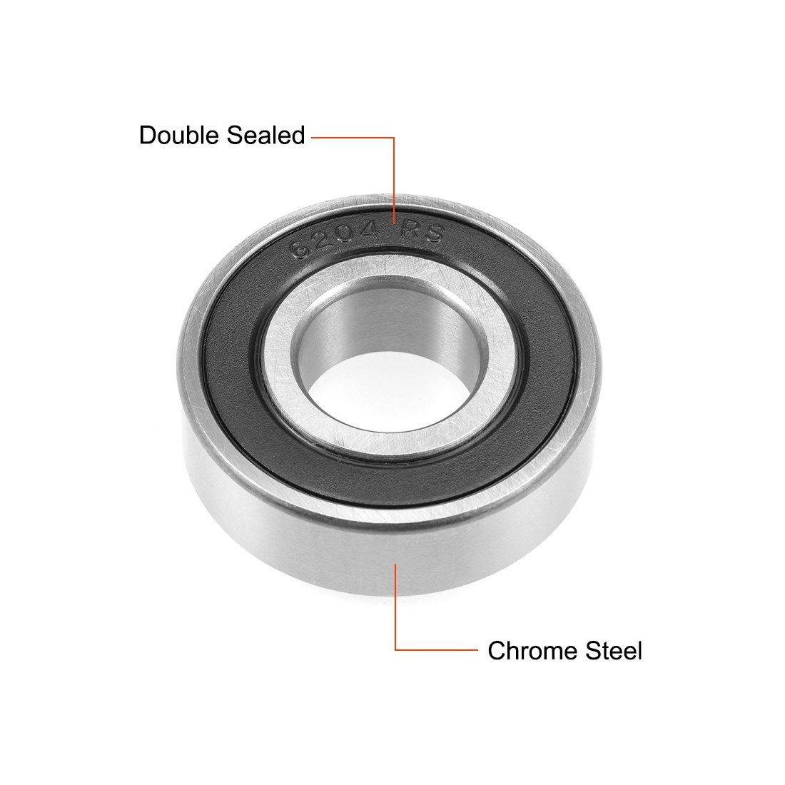 ABEC-3 Bearings, 6200-6300 Ball Bearing 6204-2RS 2pcs - 图0