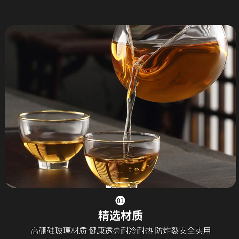 高硼硅透明玻璃茶海公道杯鹰嘴分茶器侧木把公道杯家用倒茶匀杯 - 图0