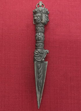 藏传密宗法器尼泊尔三面降魔金刚橛天铁普巴杵佛堂家居饰品摆件