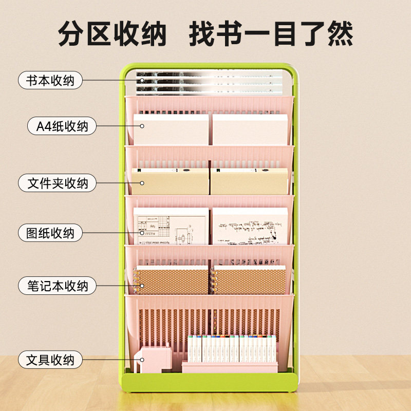 落地书架教室学生课桌收纳架多巴胺家用书桌大容量桌边书本置物架,淘宝优惠券,粉丝福利购,淘宝优惠卷