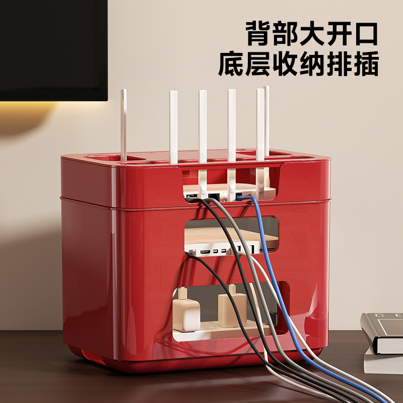 WiFi路由器收纳盒台面机顶盒隐藏电线插座整理盒光猫宽带放置架 - 图0