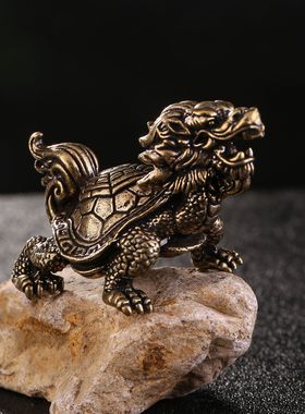 黄铜龙卦龙招宅心客办简宠龟摆件八头龟财镇实厅卧室公室约桌面茶