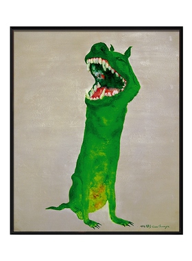 简欧现代玄关装饰画当代艺术画办公室挂画周春芽版画油画 绿网红