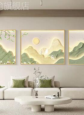 网红奶风挂画客挂厅装饰画油三山联水款高背级感沙发新景年墙壁画