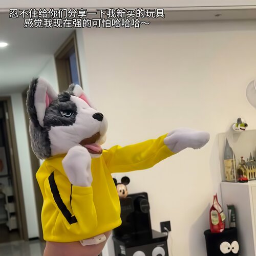 拳击哈士奇玩具狗毛绒动物对打手套玩偶解压手偶公仔女搞笑狗狗 - 图0