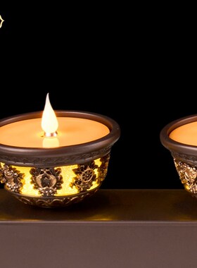 速发 八子财金电吉祥酥油灯盏观音合神烛台座家居供灯