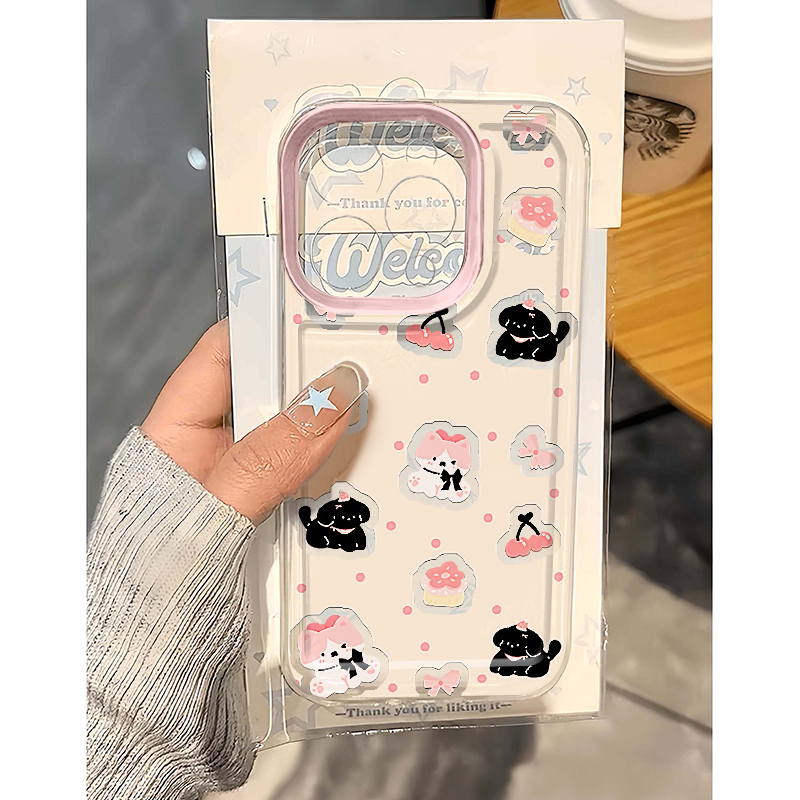 樱桃小狗适用苹果13手机壳16Promax卡通vivox200透明红米note14防摔小米15一加套华为pura70荣耀x60硅胶OPPO - 图1