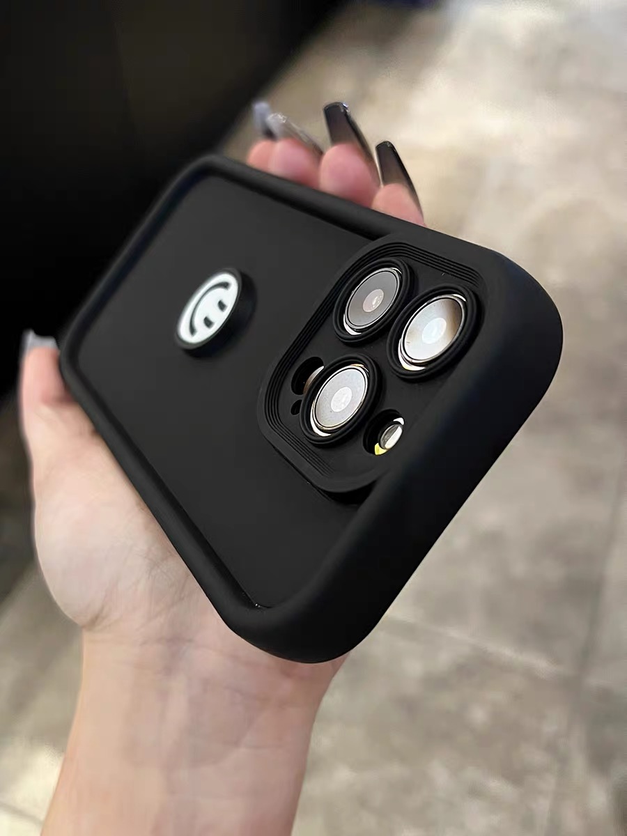 ins极简笑脸表情适用iPhone14promax手机壳苹果13pro新款12pro高级感11女13硅胶14镜头全包15小众防摔手机套