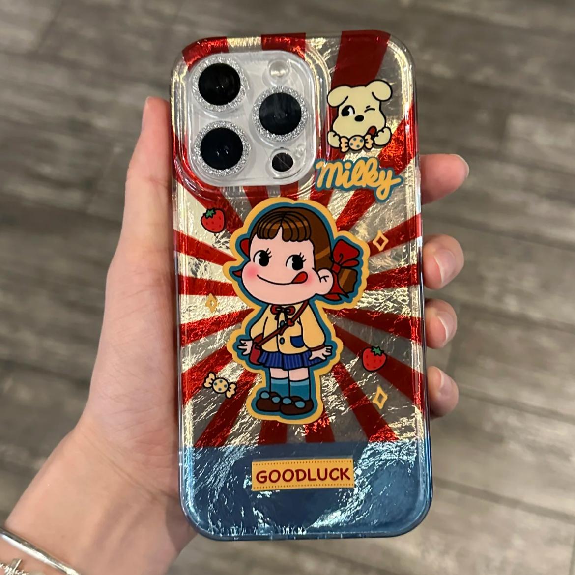 不二家女孩适用苹果16promax手机壳iPhone15promax/14/13pro冰裂纹华为Pura70荣耀200vivo小米14高级OPPO软套