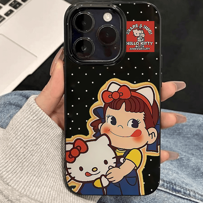不二家女孩KT拥抱适用苹果16/15promax手机壳iphone14可爱卡通13软壳12女新款11果冻壳xs肤感防摔plus情侣xr