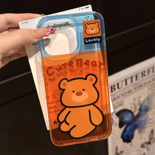 韩系ins风高级感卡通英文标签插画适用苹果16promax新款防摔iPhone15promax网红男女款个性创意全包苹果14/13 - 图0