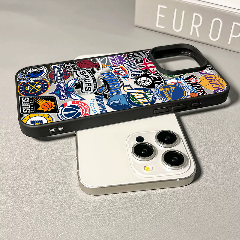 NBA篮球磁吸款适用苹果16pro磁吸手机壳iPhone15promax潮牌14p高级感13亚克力抗黄16plus硅胶mini简约男生78p - 图0