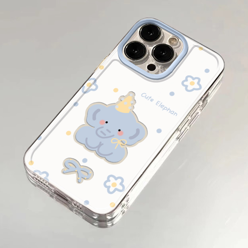 网红镂空蓝小象蝴蝶结适用苹果15手机壳可爱iPhone14promax超火新款15ProMax卡通12女款华为荣耀vivo小米OPPO