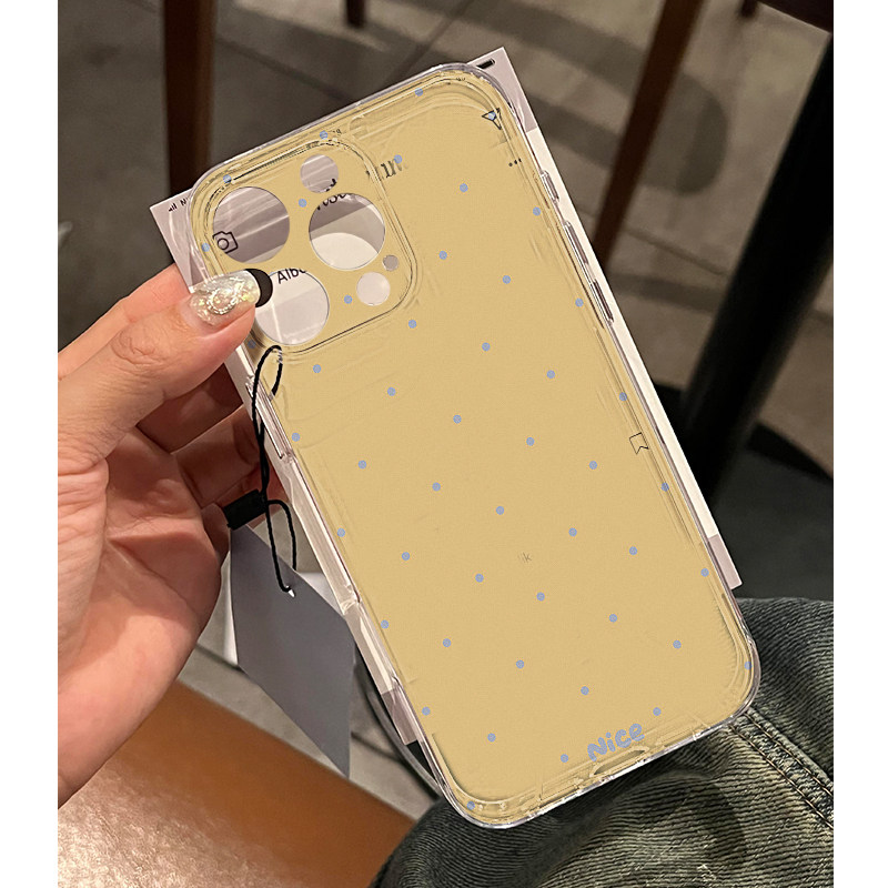 黄底小圆点适用苹果15手机壳16Pro卡通vivox100透明红米note13防摔小米14一加套华为pura70荣耀200硅胶OPPO软