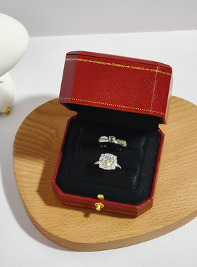 BELLE微镶仿真钻戒结婚对戒活口可调节一对婚礼现场用道具戒指