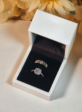 经典方钻圆钻六爪皇冠戒指