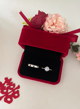 仿真钻戒结婚对戒情侣一对活口可调节一克拉戒指婚礼仪式婚戒道具