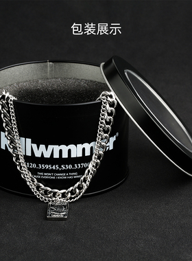 KILLWMMER钛钢方牌拼接古巴项链