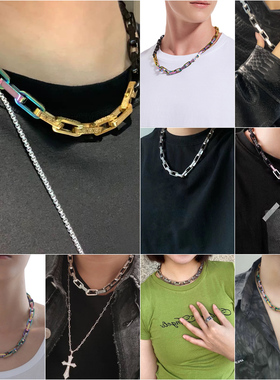 加粗霸气钛钢项链不掉色锁骨链男