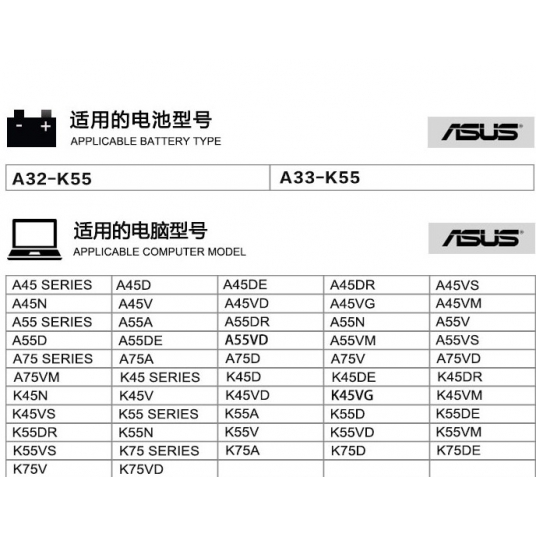 原装华硕A32-K55 X55VD X45VD X75 A85V K95VM A85笔记本电脑电池-图0