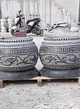 石柱墩皮圆墩石墩空心石石雕天然石装饰圆鼓仿古石鼓石底座可定制