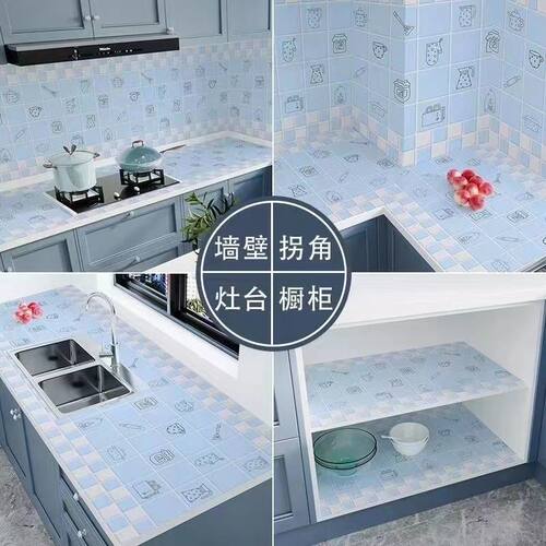 厨房防油贴纸防水自粘墙纸灶台面保护垫橱柜桌面大理石贴膜耐高温 - 图3