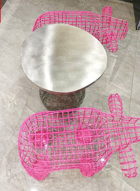 不锈钢甲骨文创意茶几商场酒店客厅会议室不锈钢桌椅坐凳组合雕塑