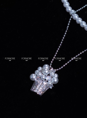 法式浪漫爆米花珍珠锆石项链轻奢时尚新款颈链个性百搭优雅双层