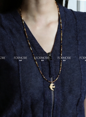 复古民族风国风手工串珠项链长款毛衣链高级感轻奢虎眼石琉璃玛瑙