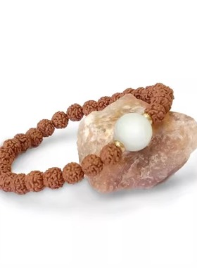 印度国际直邮湿婆瑜伽冥想带月光石的满月菩提子手链可拉伸手串