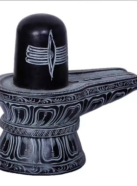 印度手工雕刻8 英寸湿婆黑石林伽4kg 瑜伽冥想