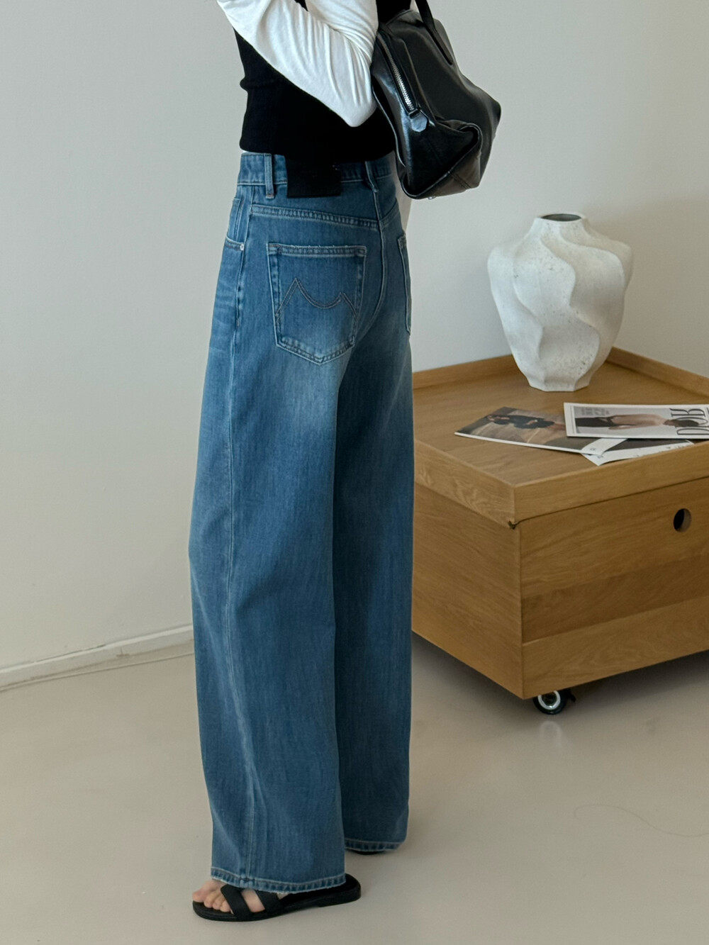 26年早春 OLEANA上新韩版四面弹窄版阔腿裤牛仔裤女5818&,淘宝优惠券,粉丝福利购,淘宝优惠卷