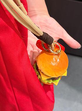 汉堡挂件彷真包包书包挂件钥匙扣高级感趣味汽车后照镜挂饰小礼物