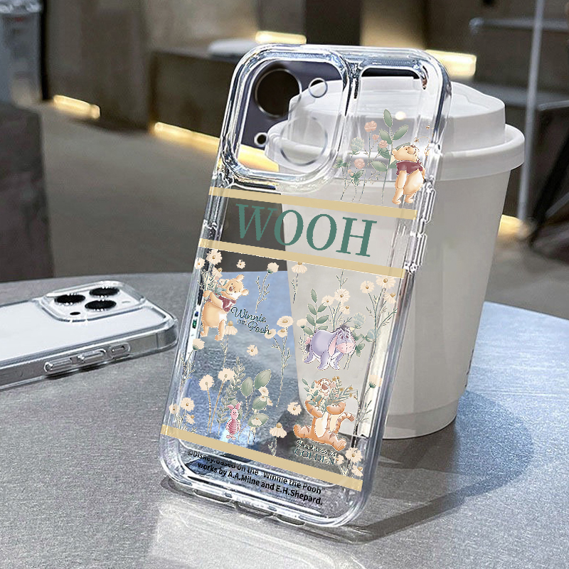 田园风维尼熊适用iphone15手机壳苹果16promax新款华为Pura70透明vivox100小米14防摔oppo红米k70荣耀200套13