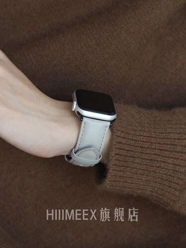 HIIIMEEX适用苹果手表苹果手表带宽版小牛皮applewatch8/S7/6/5/4/3/SE个性真皮小众表带iwatch8复古舒适表带 - 图3