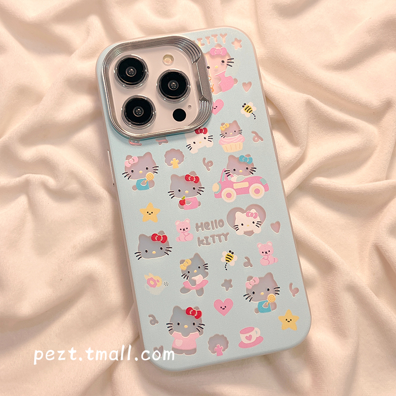 粉色韩系可爱HelloKitty适用苹果14手机壳少女心iphone15promax网红新款13pro防摔12硅胶14pro镭射11女13全包-图3