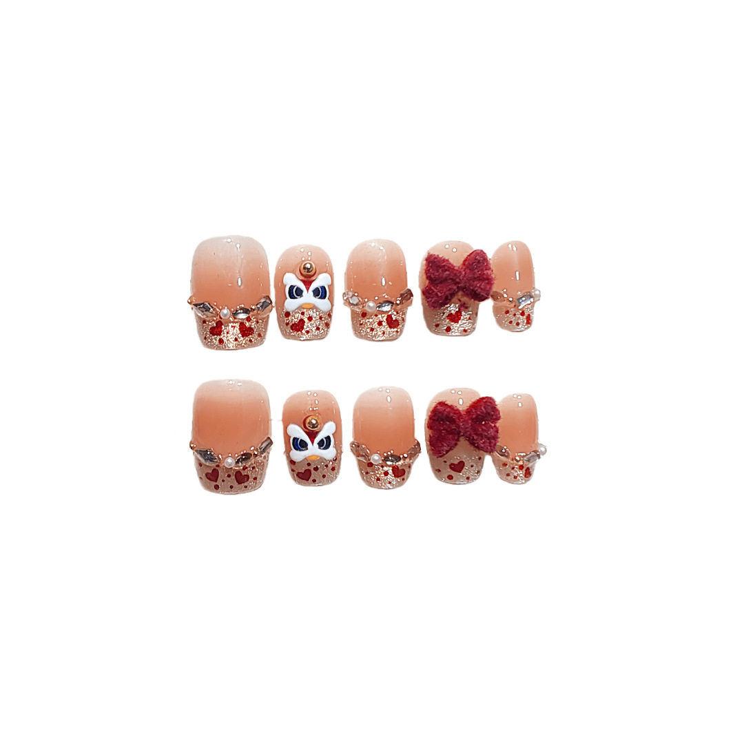 新年款穿戴美甲指甲贴片2026新款手工短款红色战甲显白修饰美甲贴,淘宝优惠券,粉丝福利购,淘宝优惠卷