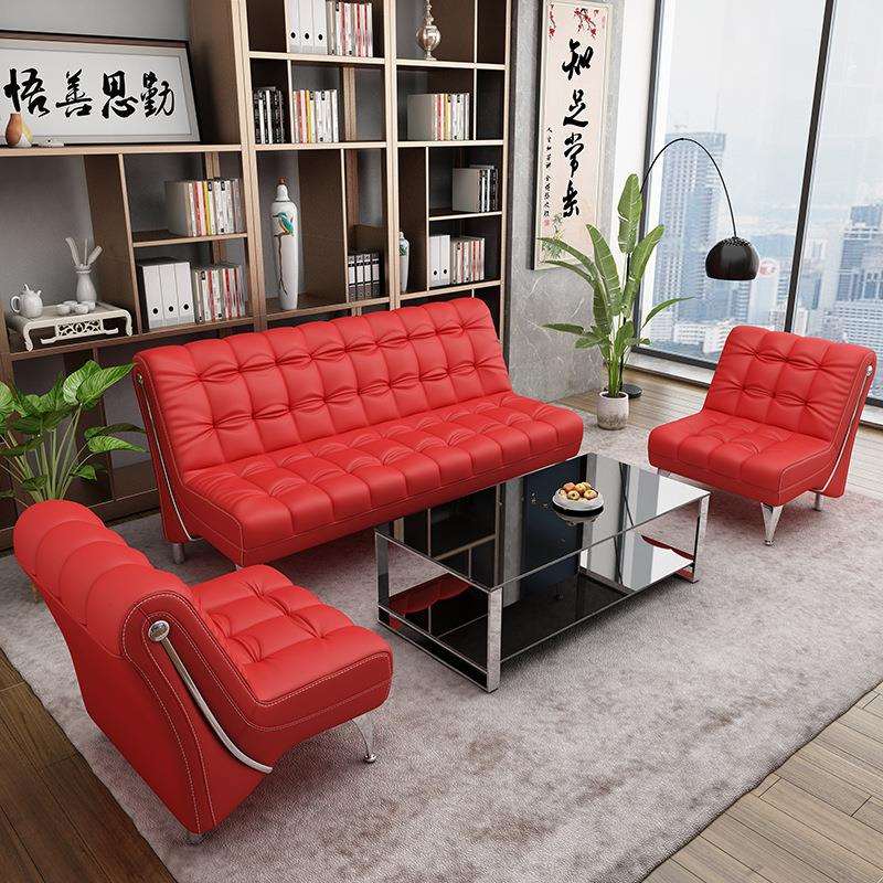 办公沙发茶几组合商务皮艺小型沙发现代简约会客出租房办公室沙发 - 图1