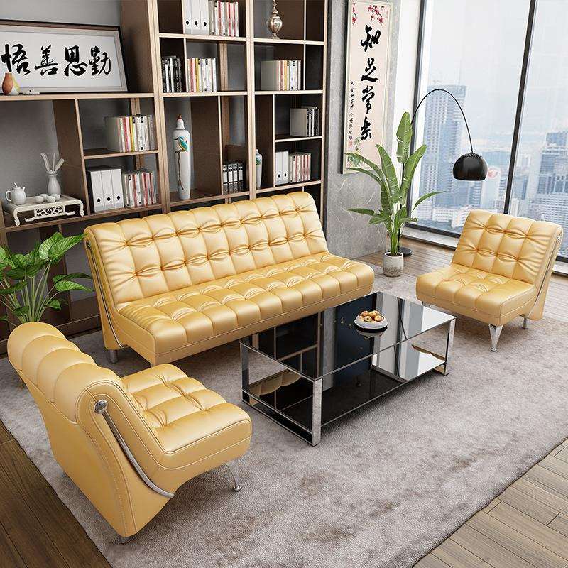 办公沙发茶几组合商务皮艺小型沙发现代简约会客出租房办公室沙发 - 图2