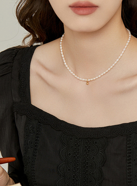 baby淡水珍珠项链女纯银小米珠