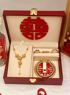 婚礼摆台订婚假五金婚庆首饰摆件结婚仿真三金三生花在逃公主套装