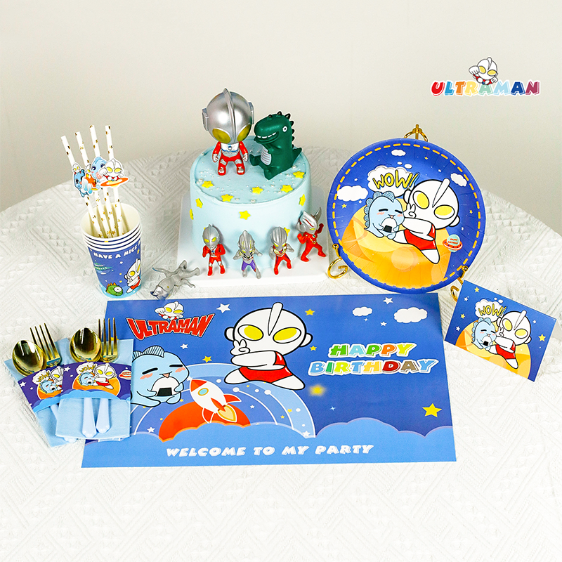 男孩卡通一次性餐具水杯叉勺奥特曼皮卡丘气球装扮蛋仔派对手持棒 - 图2